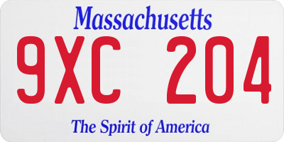 MA license plate 9XC204