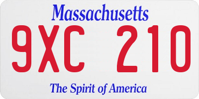 MA license plate 9XC210