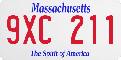 MA license plate 9XC211