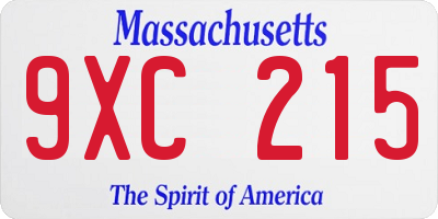 MA license plate 9XC215