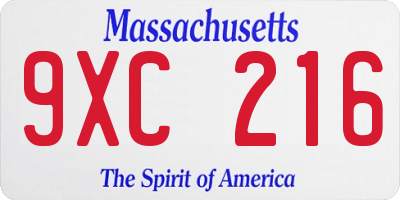MA license plate 9XC216