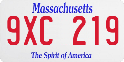 MA license plate 9XC219