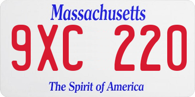 MA license plate 9XC220