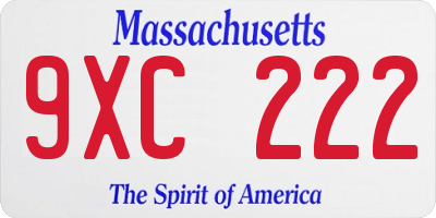 MA license plate 9XC222