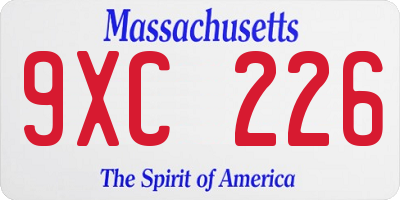 MA license plate 9XC226
