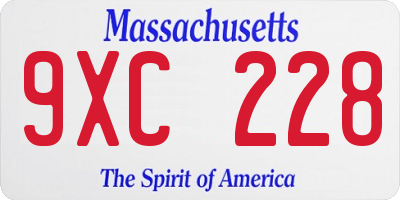 MA license plate 9XC228