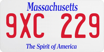 MA license plate 9XC229