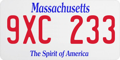 MA license plate 9XC233