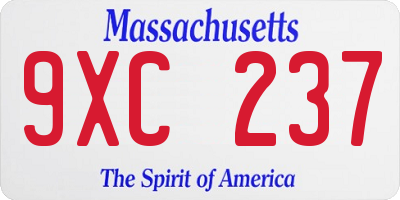 MA license plate 9XC237