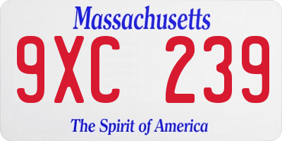 MA license plate 9XC239