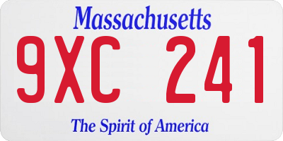 MA license plate 9XC241