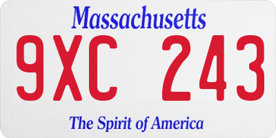 MA license plate 9XC243