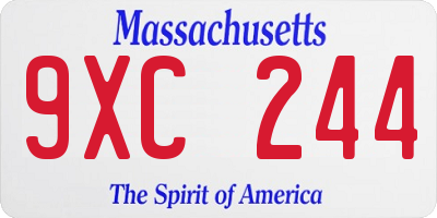 MA license plate 9XC244