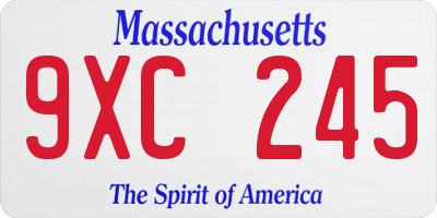 MA license plate 9XC245