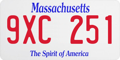 MA license plate 9XC251