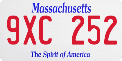 MA license plate 9XC252