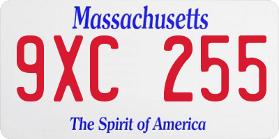 MA license plate 9XC255