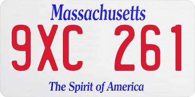 MA license plate 9XC261