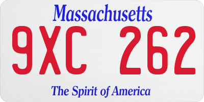 MA license plate 9XC262