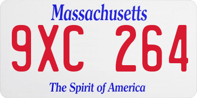 MA license plate 9XC264