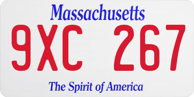 MA license plate 9XC267