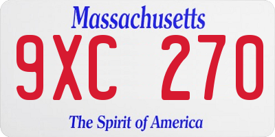 MA license plate 9XC270