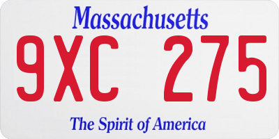 MA license plate 9XC275