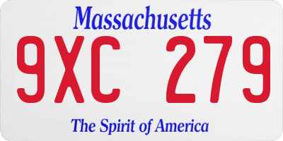 MA license plate 9XC279