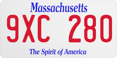 MA license plate 9XC280
