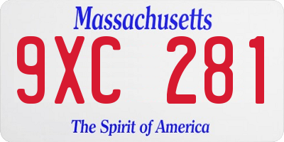MA license plate 9XC281