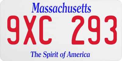 MA license plate 9XC293