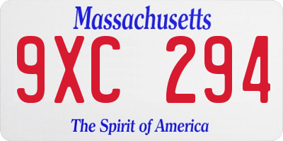 MA license plate 9XC294