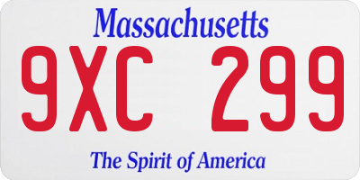 MA license plate 9XC299