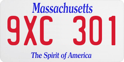 MA license plate 9XC301