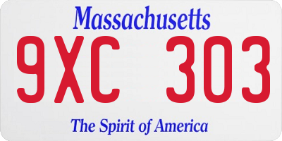 MA license plate 9XC303