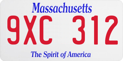 MA license plate 9XC312