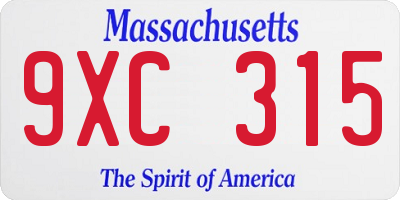 MA license plate 9XC315
