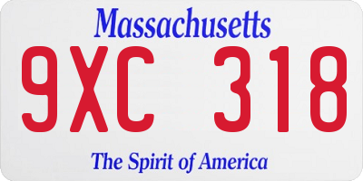 MA license plate 9XC318