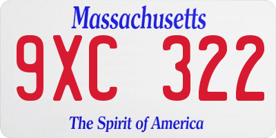 MA license plate 9XC322