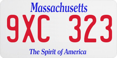 MA license plate 9XC323