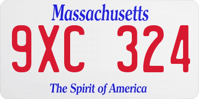 MA license plate 9XC324