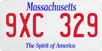 MA license plate 9XC329