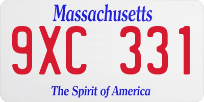 MA license plate 9XC331