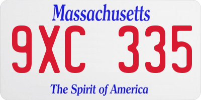 MA license plate 9XC335