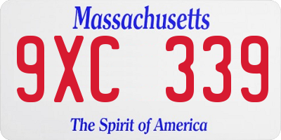 MA license plate 9XC339