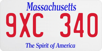MA license plate 9XC340