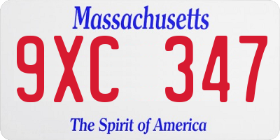 MA license plate 9XC347