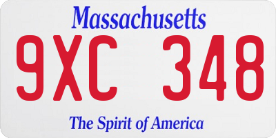 MA license plate 9XC348