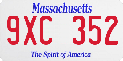 MA license plate 9XC352