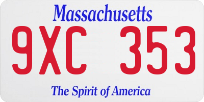 MA license plate 9XC353